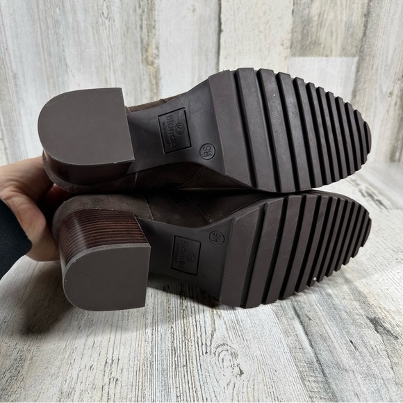 NEW Blondo Talyn Waterproof Brown Leather Block Heel Ankle Boots #1081 - Picture 4 of 12